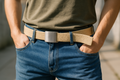Men's Trendy Canvas Web Belt with Metal Buckle