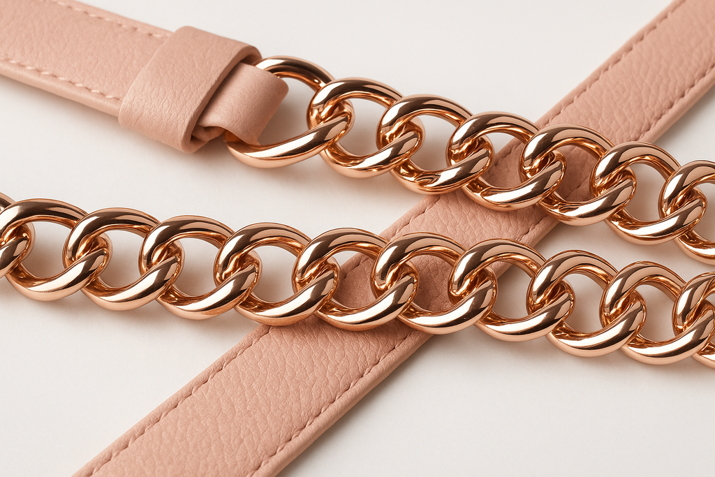 Women's Pink Faux Leather Chain Belt