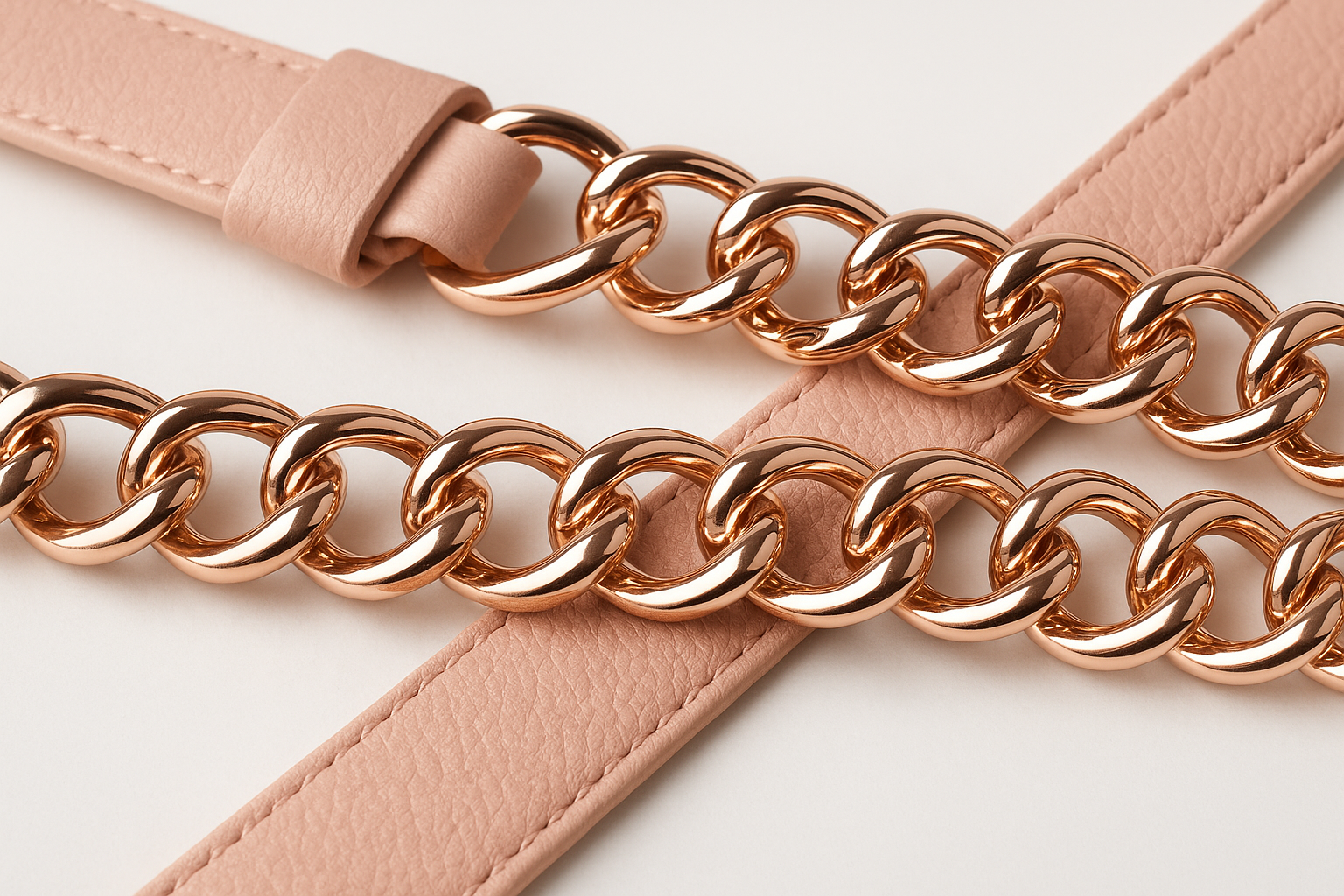 Women's Pink Faux Leather Chain Belt