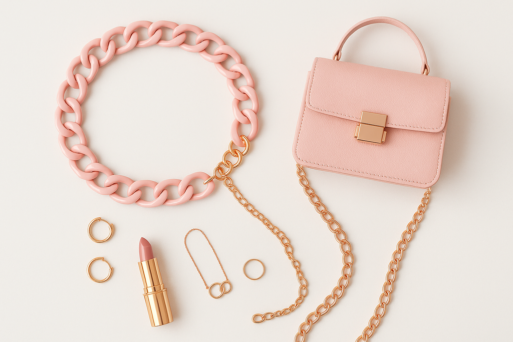 Women's Pink Faux Leather Chain Belt