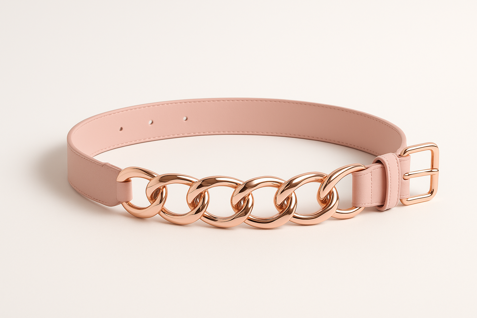 Women's Pink Faux Leather Chain Belt